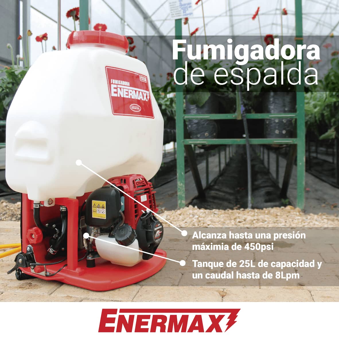 Fumigadora de Espalda Enermax F2525H de 25 Lt