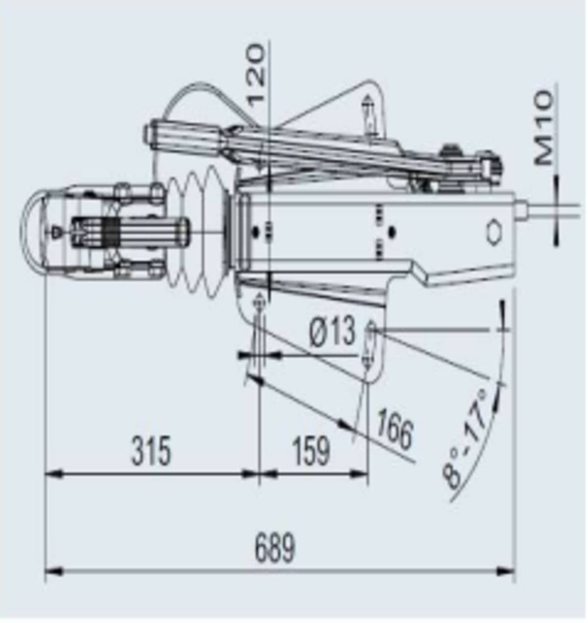 Enganche de inercia 700–1600 kg para chasis en V