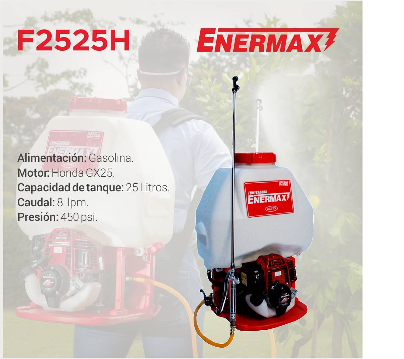 Fumigadora de Espalda Enermax F2525H de 25 Lt