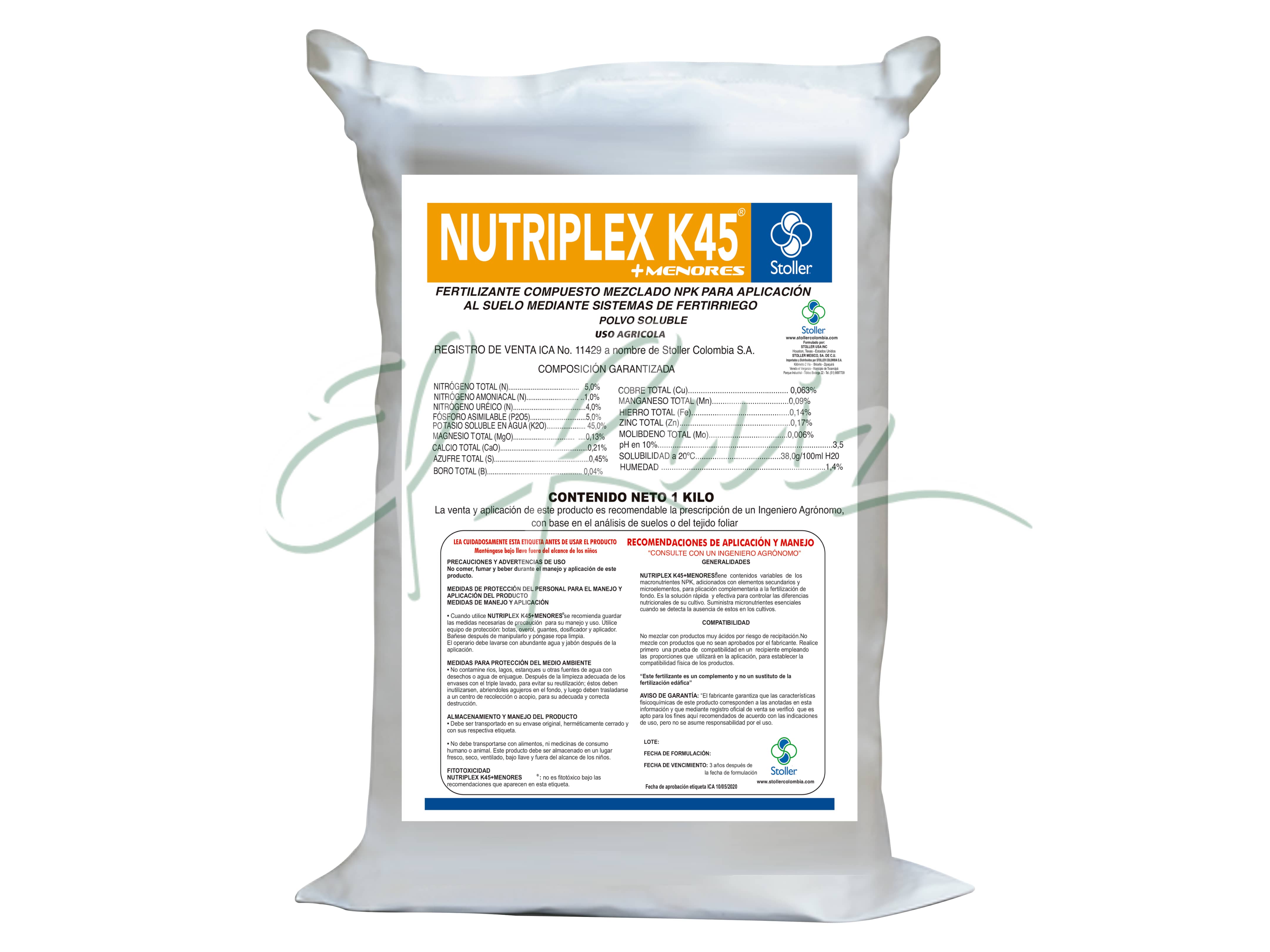 Nutriplex K45 1Kg Stoller: fertilizante rico en potasio