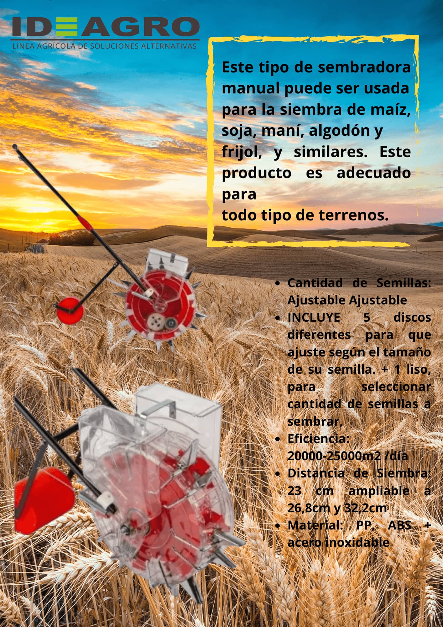 Sembradora Manual Rotativa WSP-06B |Grano Grueso