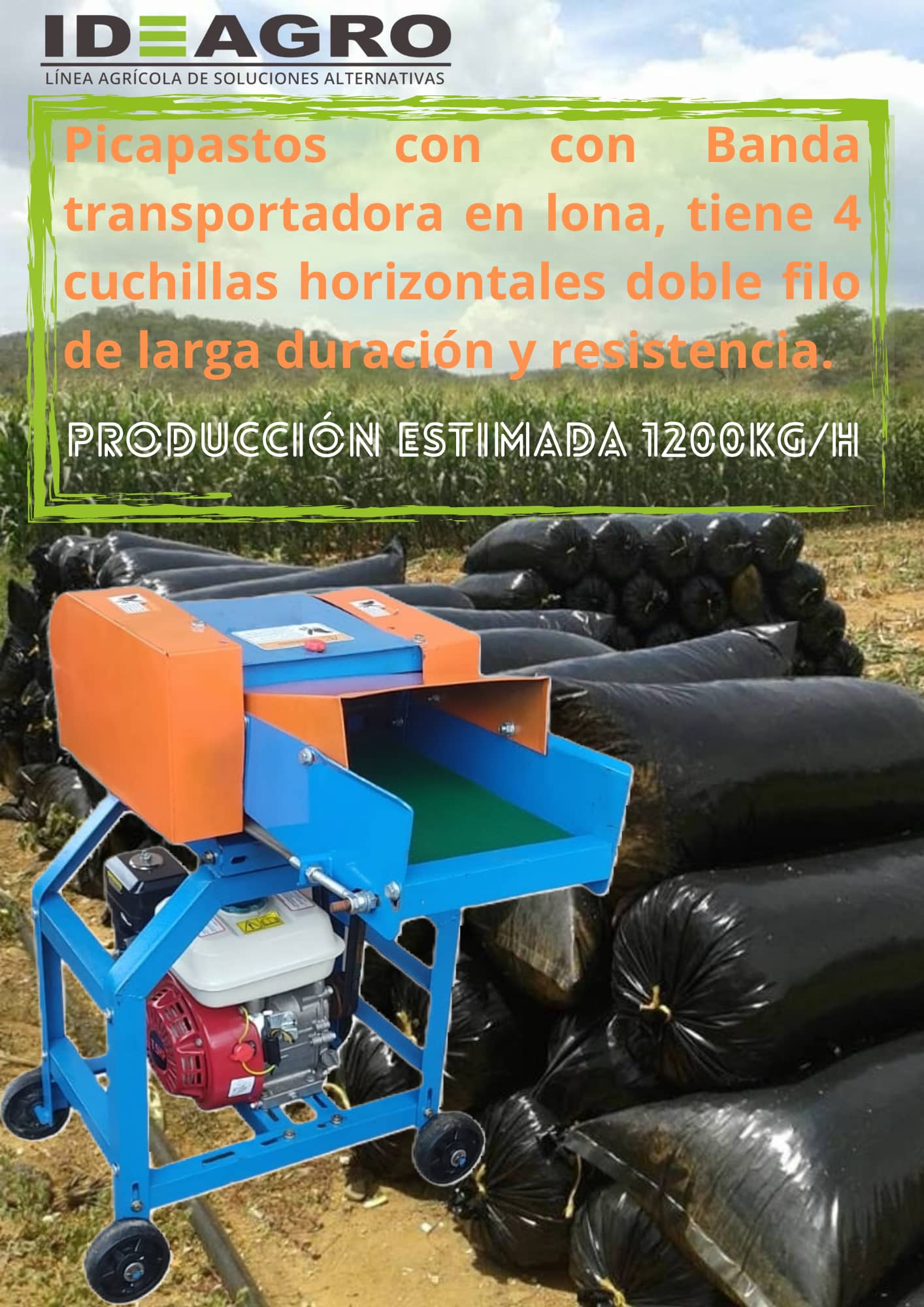 Picapasto con banda transportadora 7.5HP 1000 kg/h