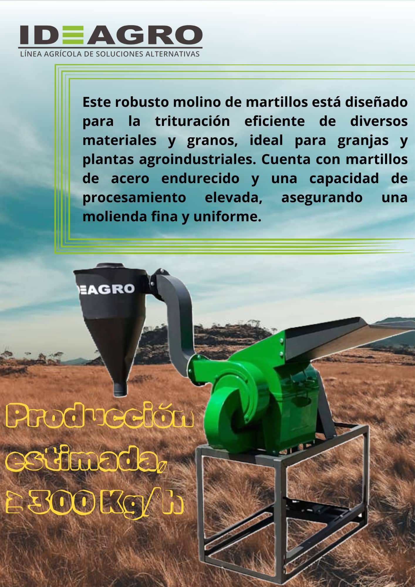 Molino de martillos eléctrico 9FQ30B, alta producción