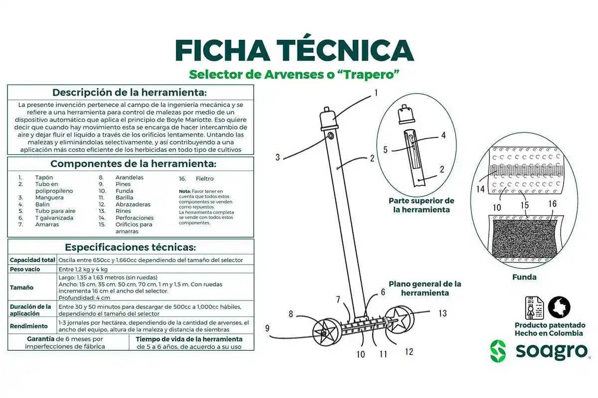Fumigadora Selector 100cm + rueda de 16" con tubo de 1 1/4"