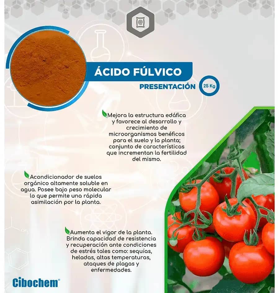 Ácido Fúlvico 80% 25Kg – Mejorador de suelo y bioestimulante
