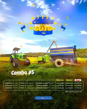 Combo Tractor RN 904/1104 + Cosechadora FH110Pro + Remolque Granelero