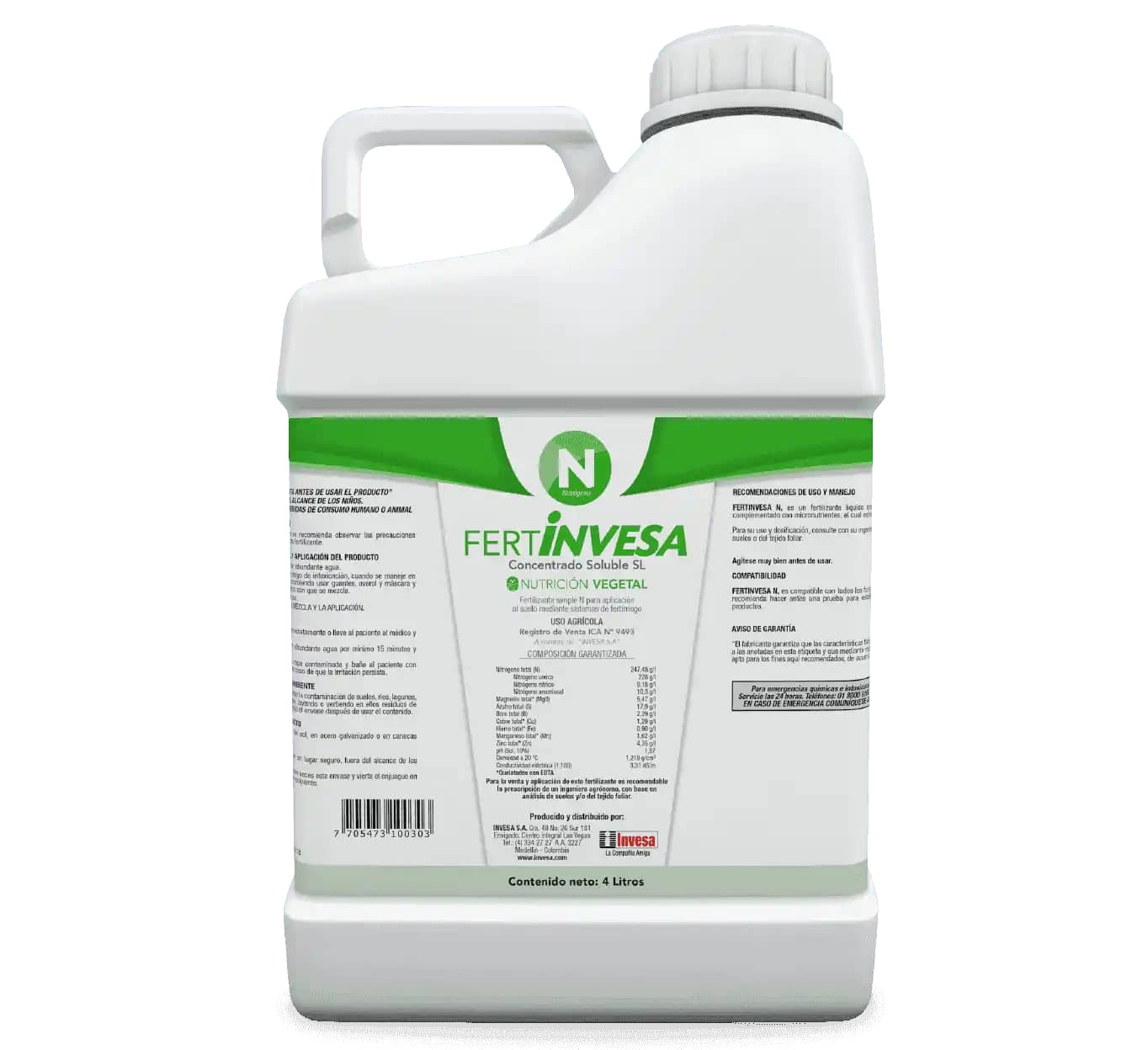 Fertilizante Líq. Fertinvesa N SL 4L – Nutrición completa